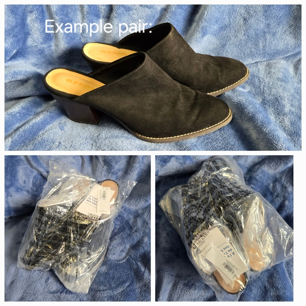 NWT Old Navy Black Mules with Stacked Heel
